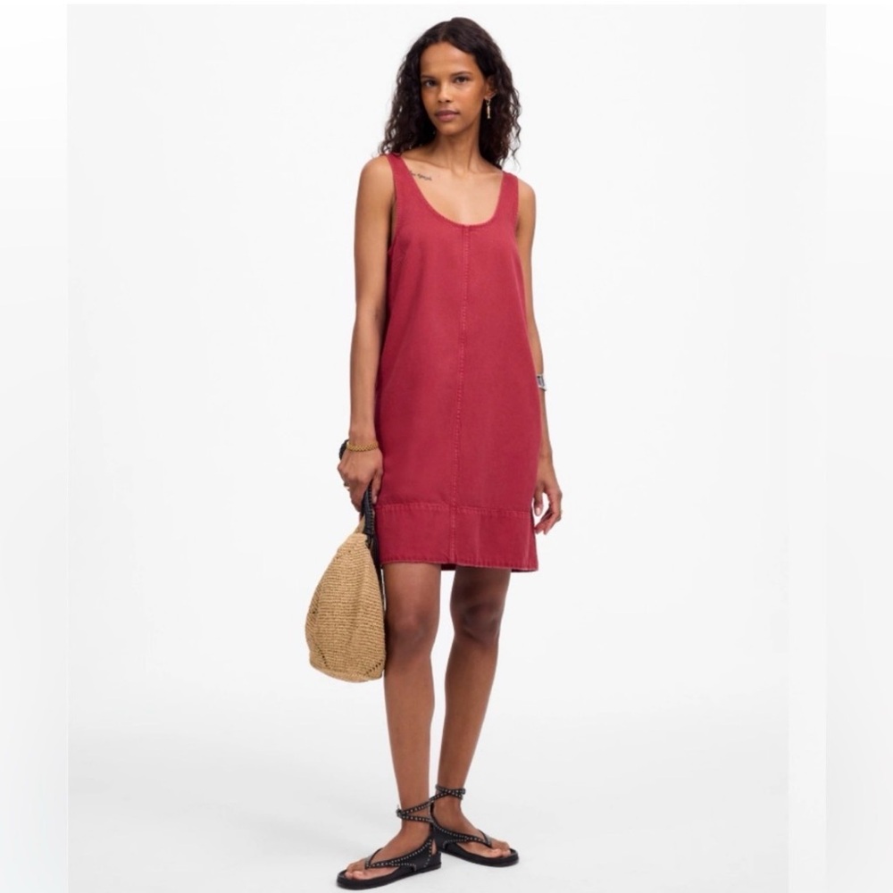✨ NWT• Madewell Red Denim Tank Dress • NWT • Size L